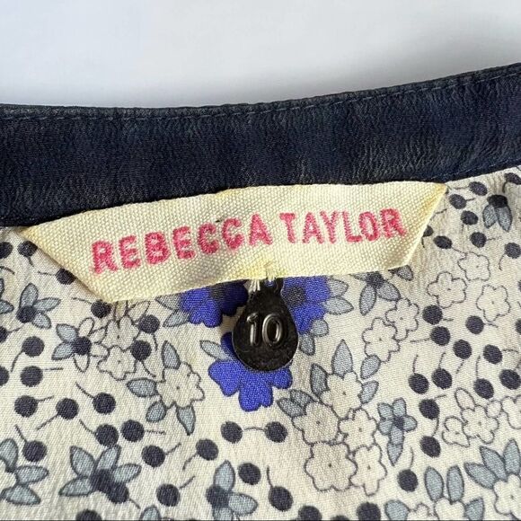 REBECCA TAYLOR Size 10 Silk Dress Floral Spring Summer Fit Flare - Picture 4 of 14